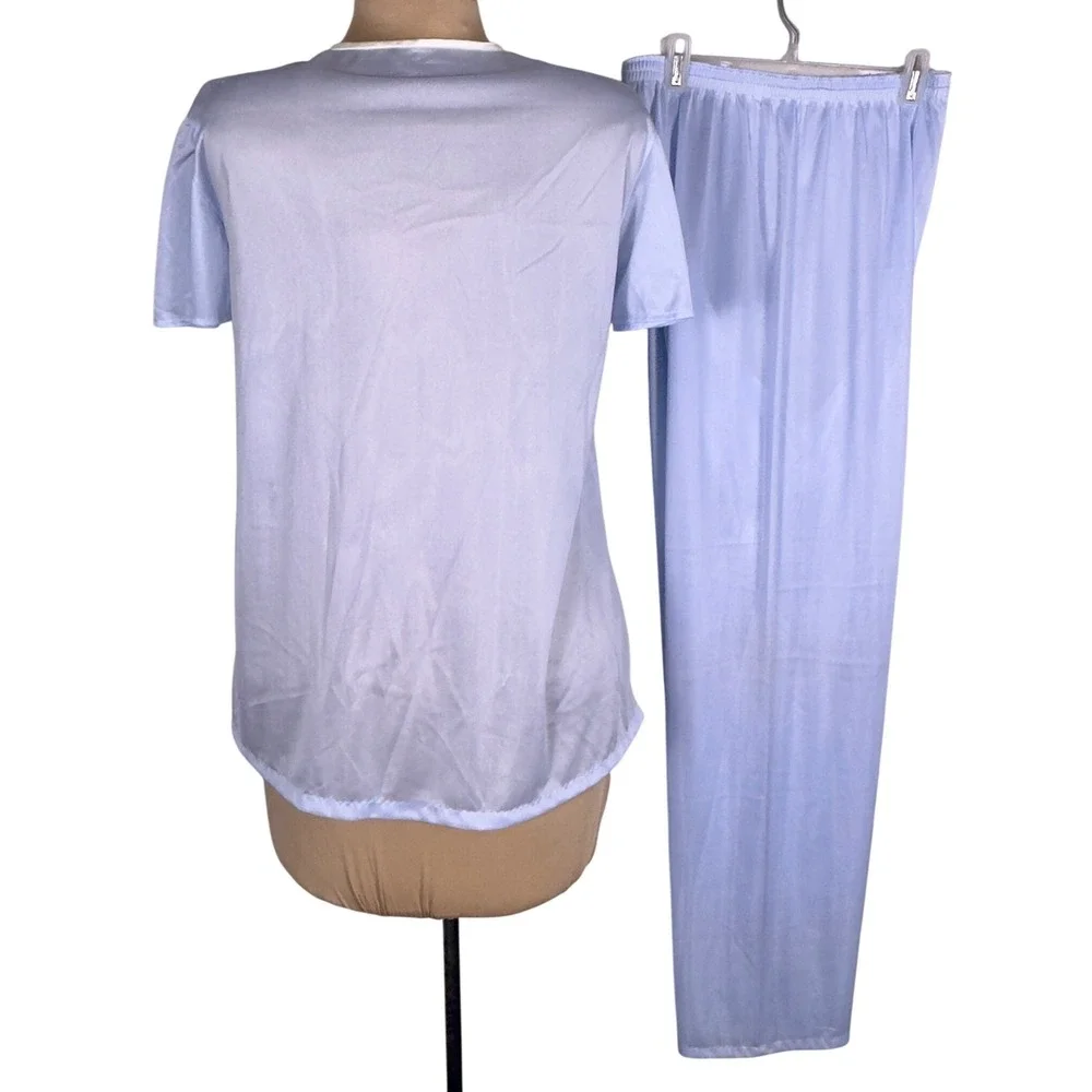 Vintage JCPenney Blue Nylon Pajama Set Small S Vintage Tag M 12-14 USA
